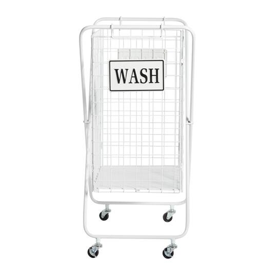 White Metal Farmhouse Storage Basket